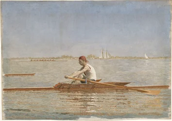 John Biglin in een enkele skiff, 1873