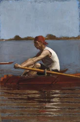 John Biglin in een enkele skiff, 1874