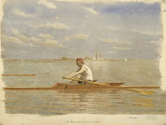 John Biglin in een enkele skiff