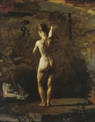 Studie voor William Rush die zijn allegorische figuur van de Schuylkill River snijdt, 1876-77