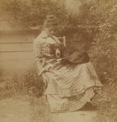 [Susan Macdowell (later mevrouw Thomas Eakins) met setter]