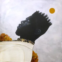 Hair Towards The Sun III, 2023 (gemengde techniek op doek)