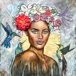 Queen Beauty, 2019 (gemengde techniek op doek)
