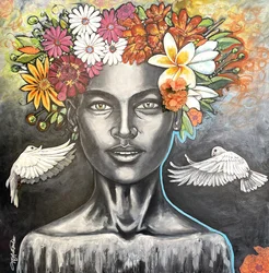 Smoking Beauty, 2018 (gemengde techniek op doek)