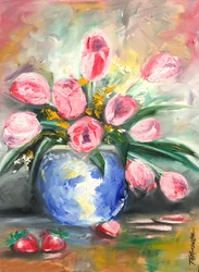Tulpenopkomst, 2014 (olieverf op doek)