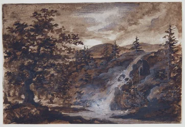Landschap met rotsen, bomen en een rivier