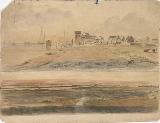 Indianola, Texas en Indianola met Lavaca Point in de verte, 16 mei 1852 (aquarel op papier)