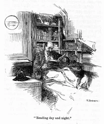 Portret van kapitein Joshua Slocum (1844-1909) die in 1895 de eerste zeilreis rond de wereld ondernam. Tekening door Thomas Fogarty (1873-1938) 20e eeuw