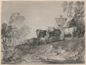 Landschap met Vee bij een Huisje