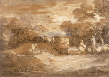 Berglandschap met Figuren, Schapen en Fontein, ca. 1785-88