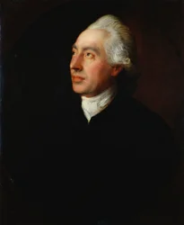 Portret van dominee Humphrey Gainsborough in een zwarte jas en witte das