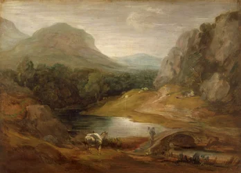 Rotsachtig landschap met een brug, 1783-1785