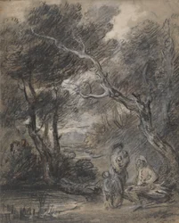 Boslandschap met figuren