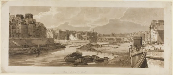 Uitzicht op de stad met het Louvre, enz., genomen vanaf Pont Marie, uit Een selectie van twintig van de meest pittoreske uitzichten in Parijs