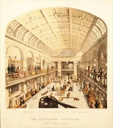 Interieur van de Grote Galerij bij de Polytechnic Institution, Regent Street, c.1838
