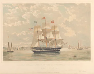 Het New York en Londen pakket schip Victoria (binnenkomst in de haven van New York), c.1839-44
