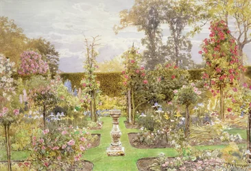 De zonnewijzer in de rozentuin