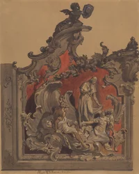 School van St. Rocco, Venetië, Studie van Gebogen Decoratie