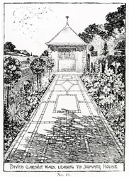 Bestraat Tuinpad dat leidt naar het Tuinhuis, uit Thomas Mawson