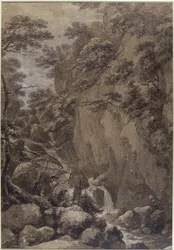 Sir George Beaumont en Joseph Farington schilderen een waterval, 1777