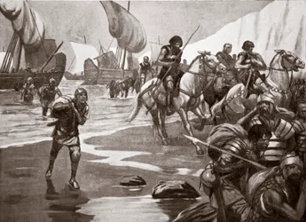 Caesars tweede landing, 54 voor Christus, illustratie uit 