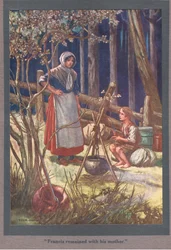 Franciscus bleef bij zijn moeder (kleurenlitho)