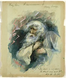 King Lear, een herinnering aan Henry Irving: "In such a night To shut me out!", Act III, Scene 4 (aquarel) 34:King Lear (Act III, Scene 4): "In such a night To shut me out!", een reminiscentie van Henry Irving (aquarel)