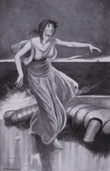 Medeia hief haar handen voor hem op en zong, tot Talus onder haar betovering zonk (litho)