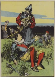 Sir Philip Sidney en de stervende soldaat (kleurenlitho)