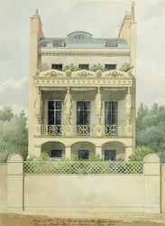 Uitzicht op de achterkant van het huis van Henry Phillip Hope richting Hyde Park in Seymour Place, 1818