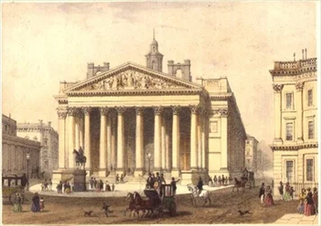 De Koninklijke Beurs, gegraveerd door Charles-Claude Bachelier, uitgegeven in 1854 door E. Gambart & Co.