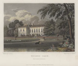 Wicken Park, Northamptonshire (gekleurde gravure)