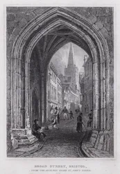 Broad Street, Bristol, vanaf de boog onder St John