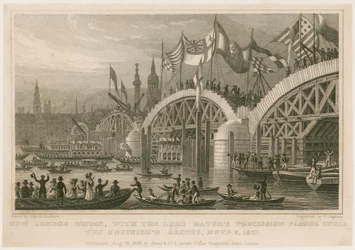 Bouw van de nieuwe London Bridge, 9 november 1827