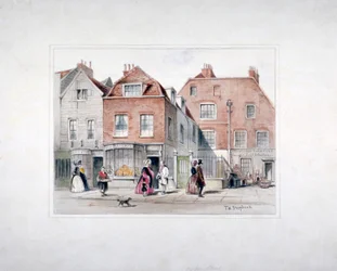 Het huis van meneer Upcott en figuren op Upper Street, Islington, Londen