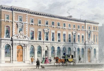 Het nieuwe gebouw van Merchant Taylors en Hall, 1853