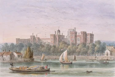 Uitzicht op Lambeth Palace vanaf de Theems, 1837
