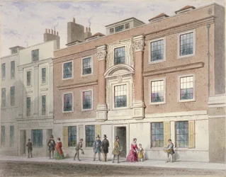 Uitzicht op een herenhuis in Great Winchester Street, City of London, 1841