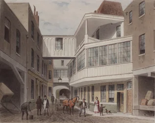 Uitzicht op de Cross Keys Tavern, Wood Street, ca. 1850