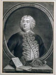 Portret van Francesco Bernardi Senesino, een Sienese castraat, gegraveerd door Alexander van Haecken