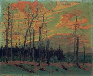 Verbrand land bij zonsondergang, 1915