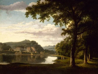 Landschap met uitzicht op de rivier de Wye door Thomas Jones