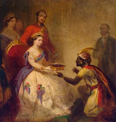 Koningin Victoria geeft de Bijbel aan een Afrikaanse hoofdman, 1861