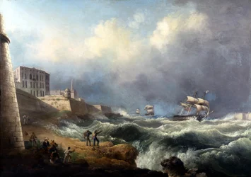 Zicht op de ingang van de Grand Harbour door TL Hornbrook