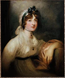 Portret van Lady Milner Jonge dame gekleed in een eerste empire jurk en bedekt met een bloederige knijp door een lint. Schilderij door Sir Thomas Lawrence