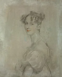 Portret van prinses Dorothea von Lieven (Daria Khristoforovna Lieven), née Benckendorff (1785-1857), ca. 1812 (potlood, sanguine  witte kleur op doek)