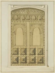 Gesneden binnendeur bij het altaar, St John