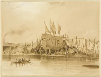 Eastern Wapping Dock, tewaterlating van de 