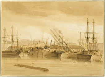 Oostelijke Wapping Dock, met de bark 