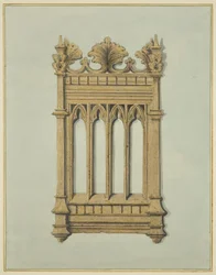 Fragment van gesneden eikenhout uit de oude Tuckers